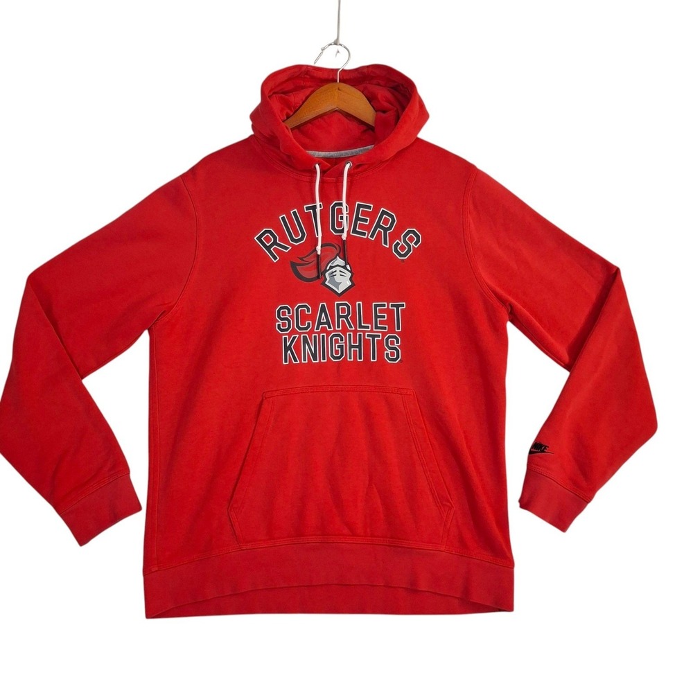 Nike Rutgers Scarlet Knights Hoodie Mens Large Red Pullover Sweatshirt NCAA